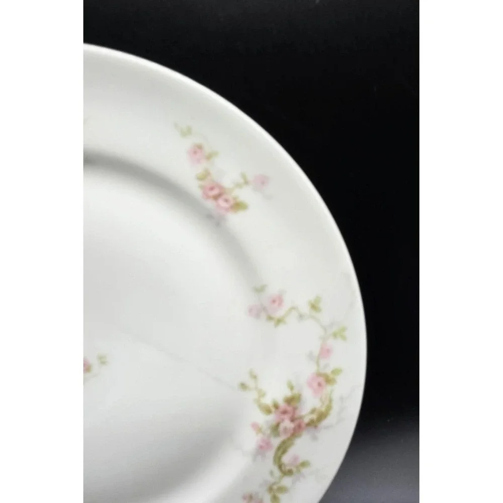 Set/4 Antique Haviland Limoges Dinner Plate Pink Rose 9.25